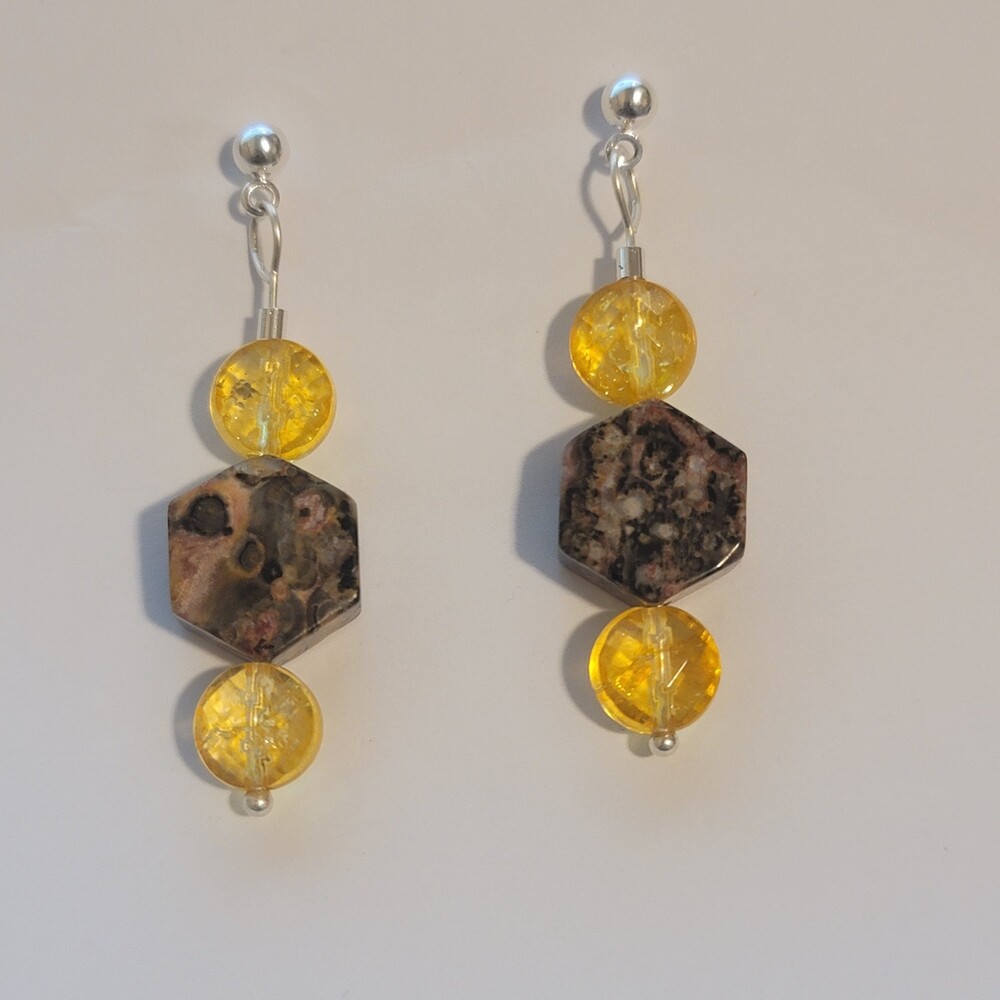 Handmade Citrine and Jasper Earrings – Natural Gemstone Dangle Jewelry
